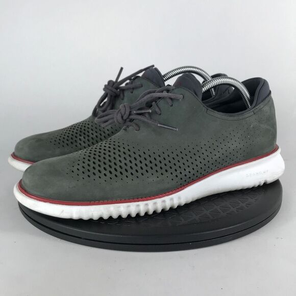 Cole Haan 2.ZeroGrand Laser Wingtip Gray Suede Dress Shoes C26036 Men’s Size 10 - Picture 1 of 12